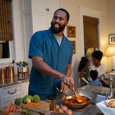 Man Cooking Indoors