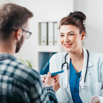 a man during a doctor office visit