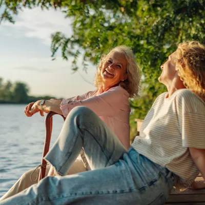 Two adult women in nature