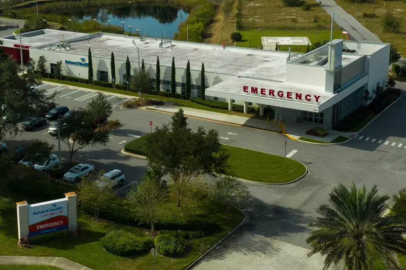 A render of AdventHealth Lake Mary ER and its parking lot